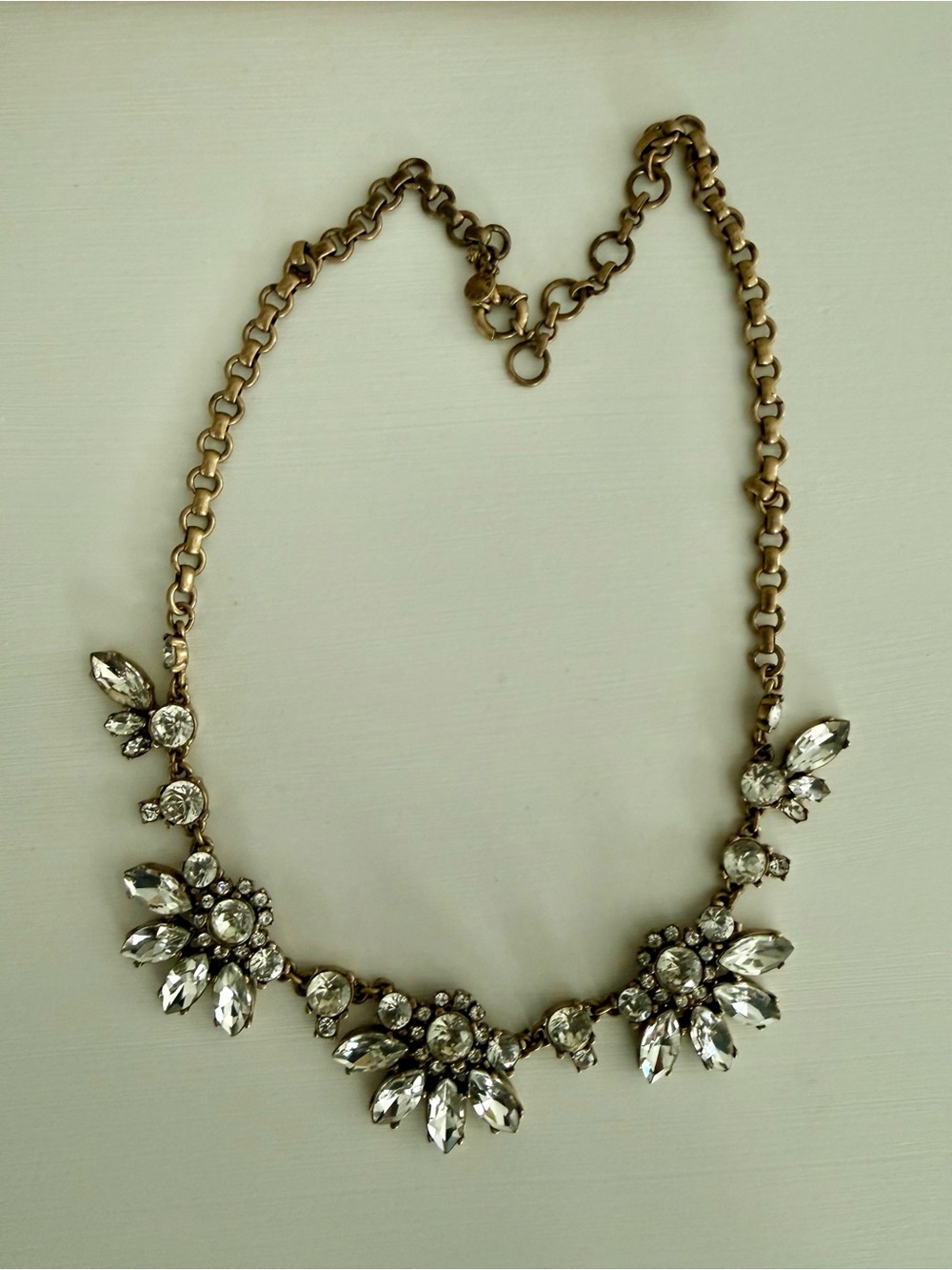 Crystal Statement Necklace in Gold Tone